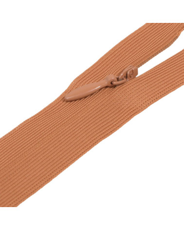 Adjustable non-separable invisible zipper - Indian red