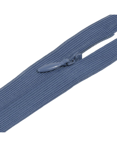 Adjustable non-separable invisible zipper - mineral blue