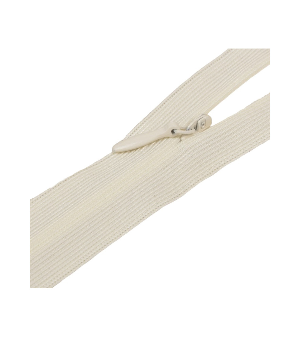 Adjustable invisible non-separable zipper - ivory