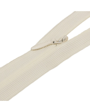 Adjustable invisible non-separable zipper - ivory