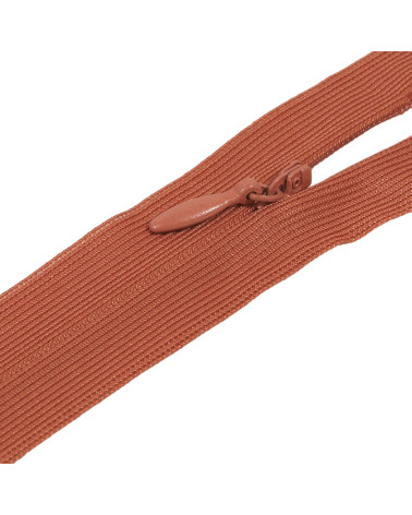 Adjustable non-separable invisible zipper - rust orange