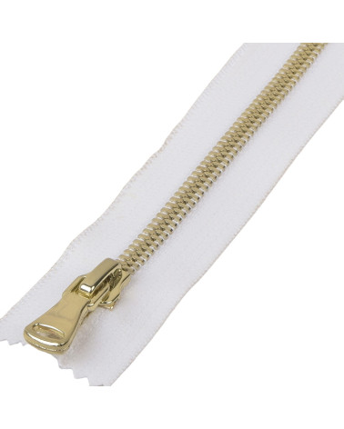 Non-separable coated closure, gold-white metal mesh