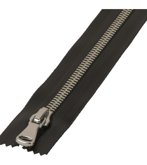 Non-separable coated closure with silver metal mesh - black