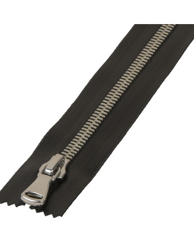 Fermeture enduite non séparable maille métal argenté - noir