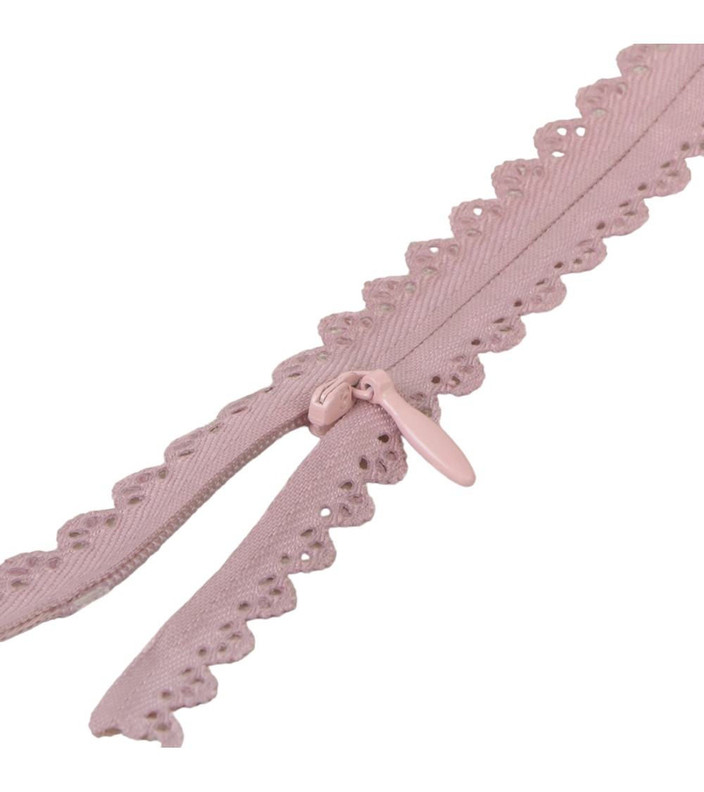 Fermeture dentelle non séparable ajustable - rose