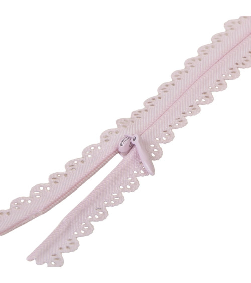 Fermeture dentelle non séparable ajustable - rose layette