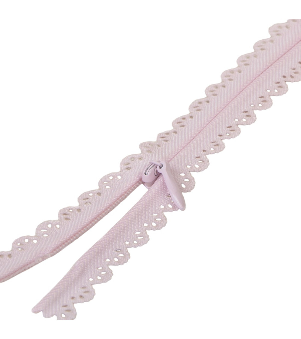 Fermeture dentelle non séparable ajustable - rose layette