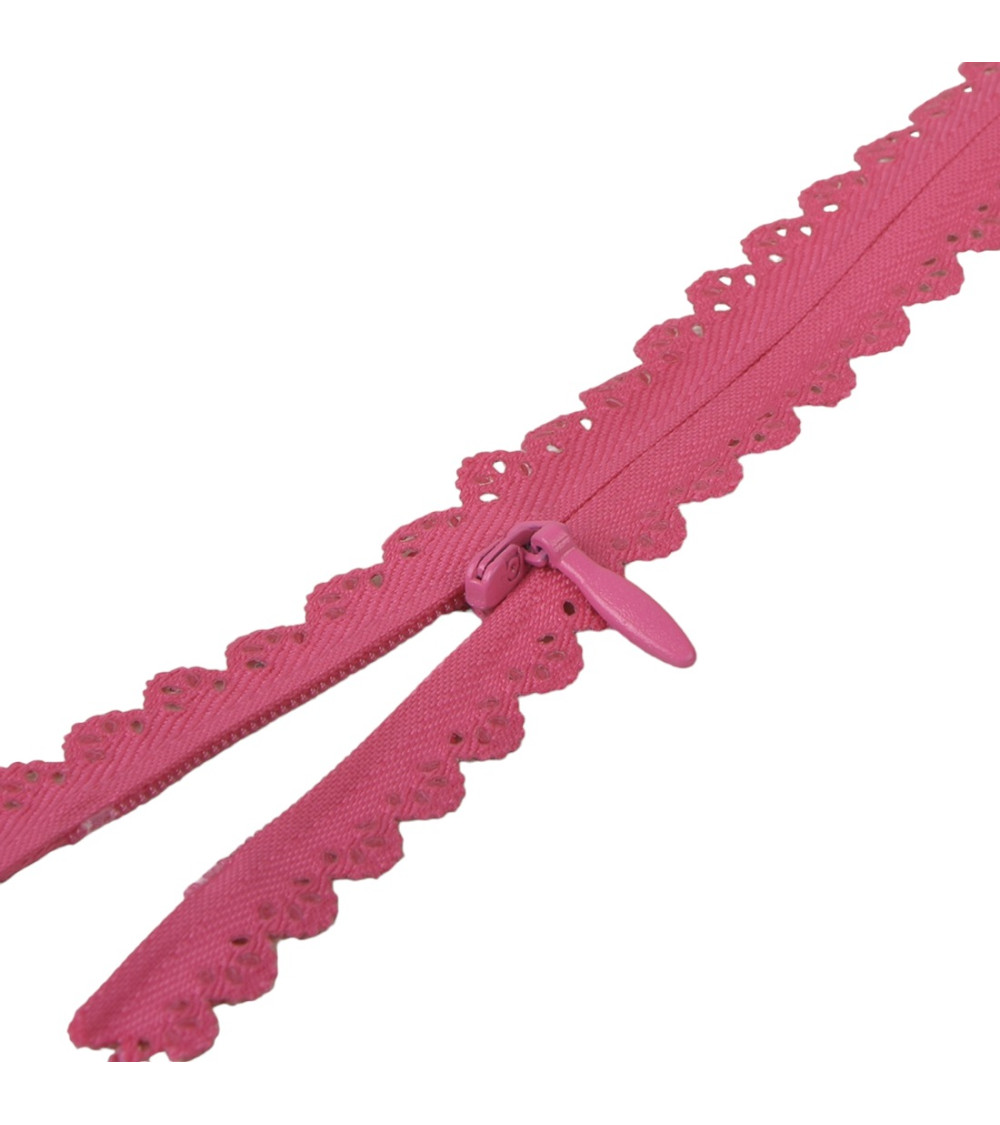 Fermeture dentelle non séparable ajustable - rose fuchsia