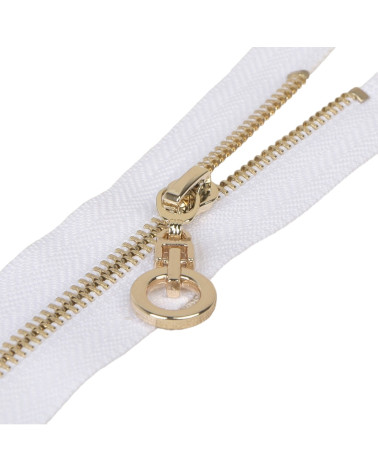 Fermeture unie non séparable zip rond - blanc