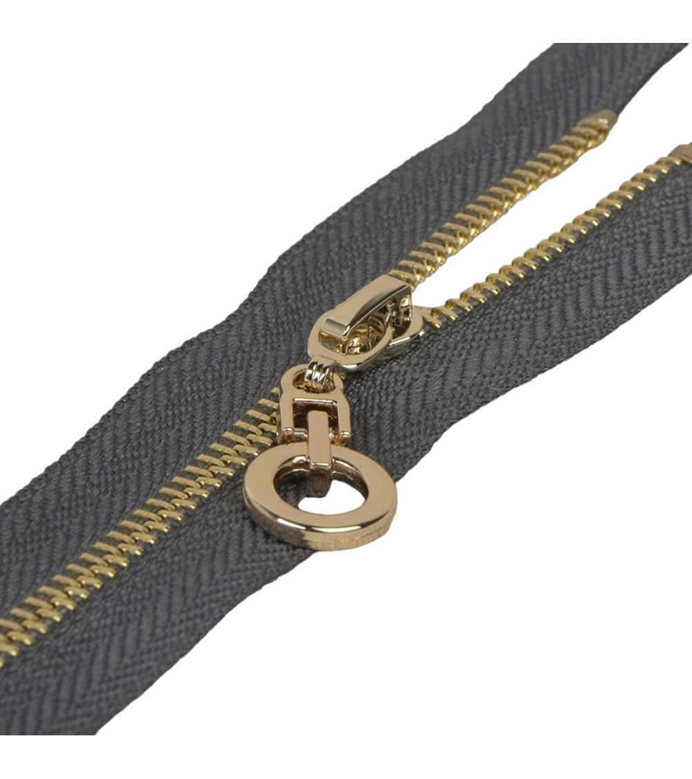 Plain non-separable round zip closure - dark gray