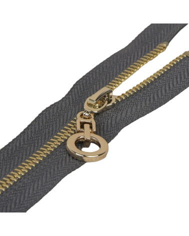Fermeture unie non séparable zip rond - gris foncé