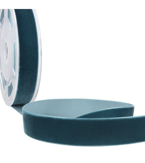 Duck blue high density velvet per meter