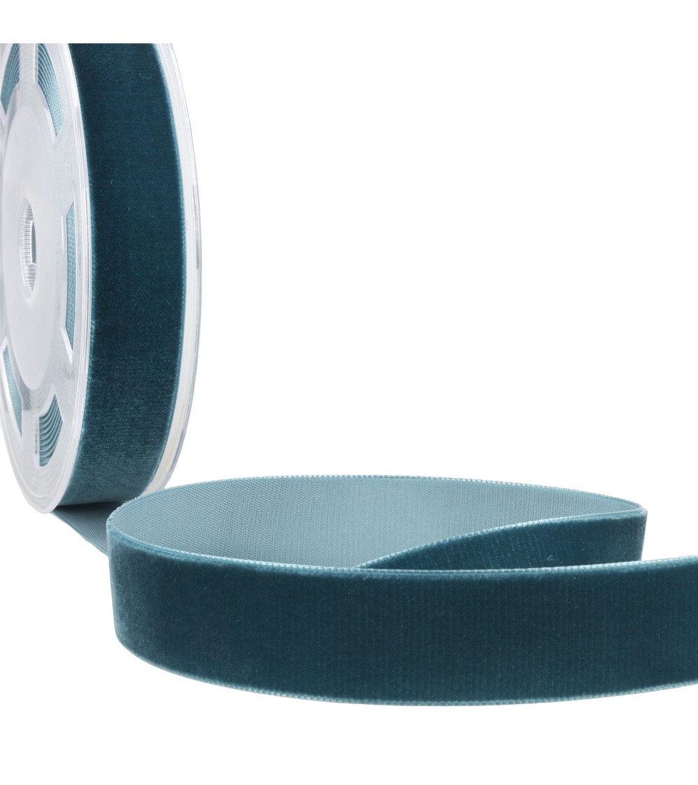 Duck blue high density velvet per meter