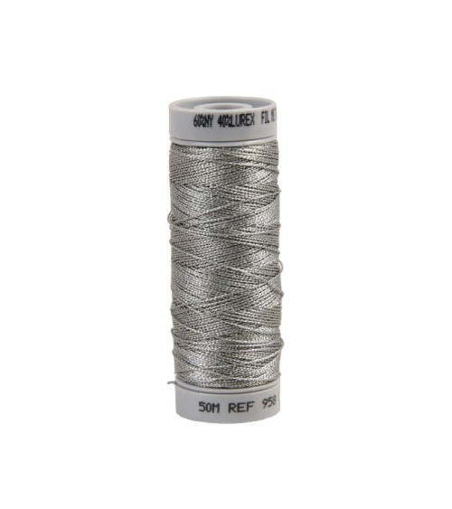 Metallic strong seam thread 50m silver made in France