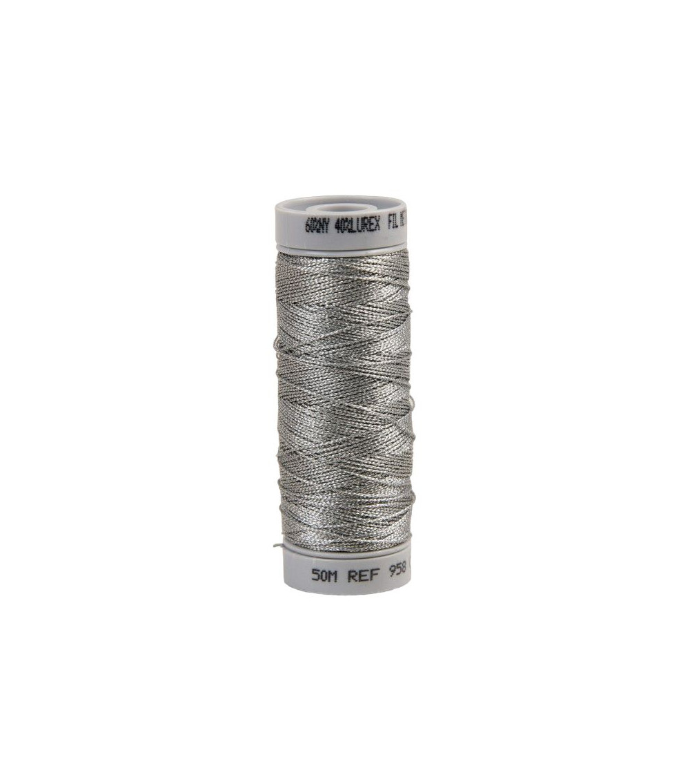 Metallic strong seam thread 50m silver made in France