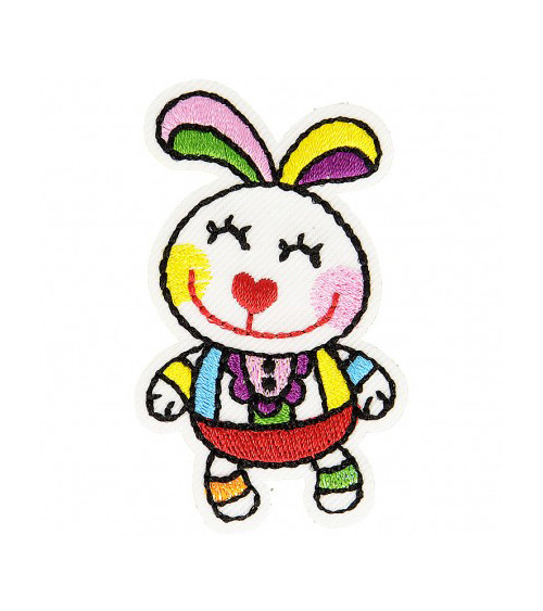 Happy Rabbit iron-on patch 6cm x 3cm