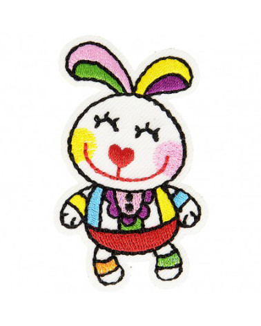 Happy Rabbit iron-on patch 6cm x 3cm
