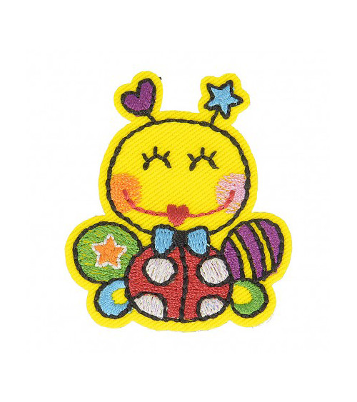 Happy Bee iron-on patch 5cm x 4.5cm