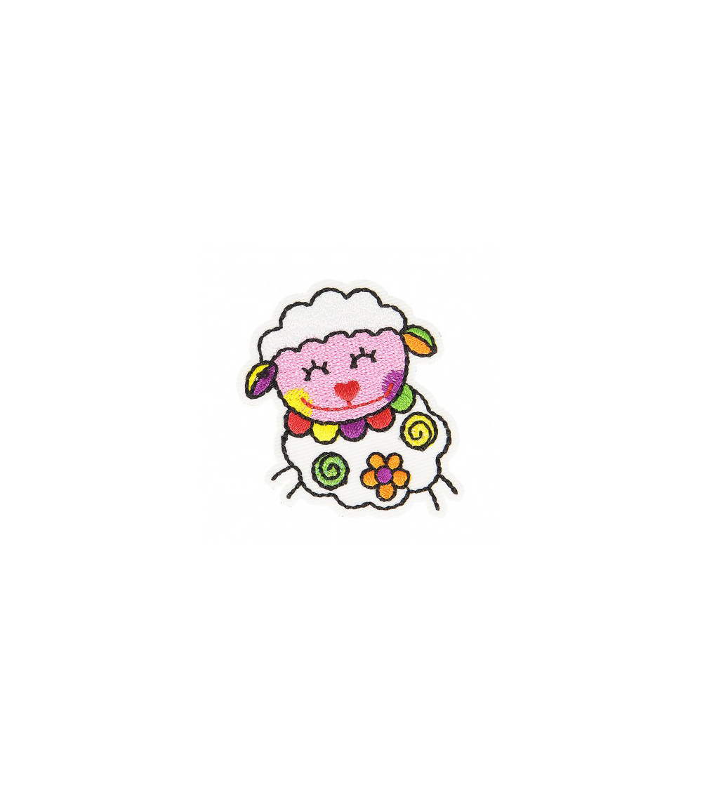 Happy Sheep iron-on patch 4.5cm x 5cm