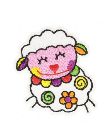 Happy Sheep iron-on patch 4.5cm x 5cm
