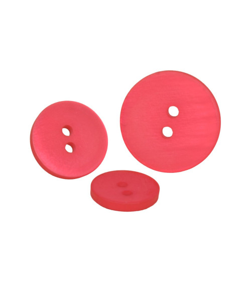 Set of 6 2-hole fuchsia satin buttons