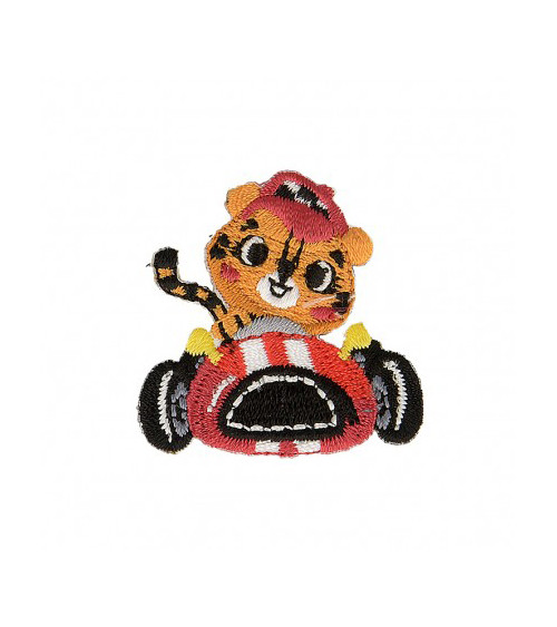 Iron-on patch Tiger in car 4cm x 4cm
