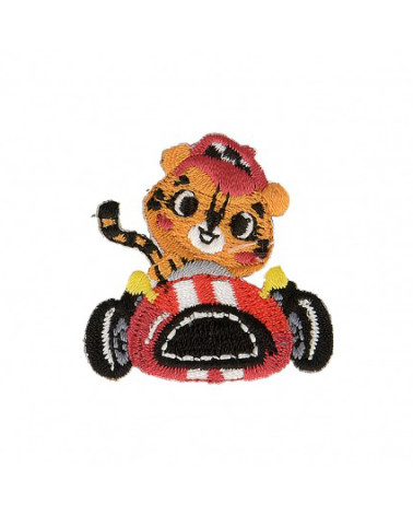 Iron-on patch Tiger in car 4cm x 4cm