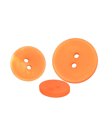Set mit 6 orangefarbenen Satinknöpfen mit 2 Löchern