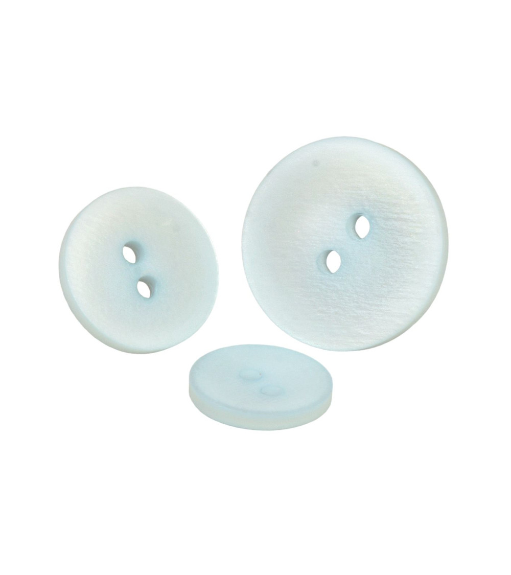 Set mit 6 babyblauen Satinknöpfen mit 2 Löchern