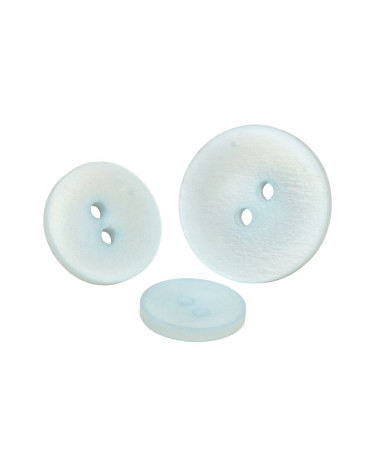 Set mit 6 babyblauen Satinknöpfen mit 2 Löchern