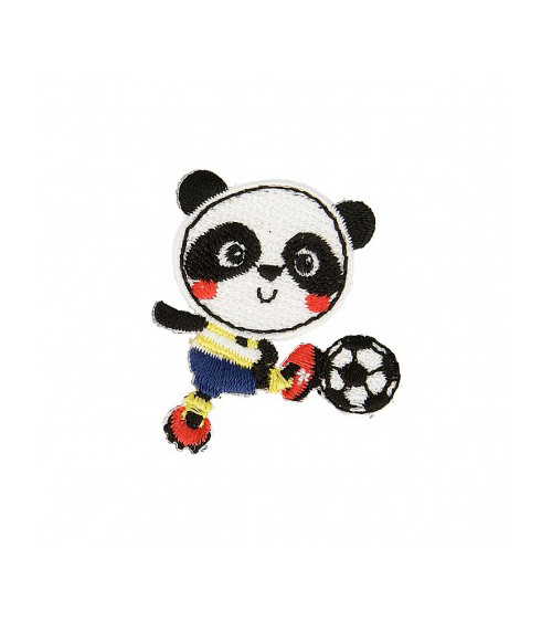 Panda football iron-on patch 4cm x 4cm