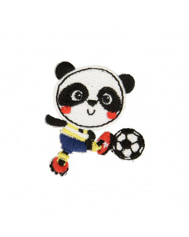 Panda football iron-on patch 4cm x 4cm