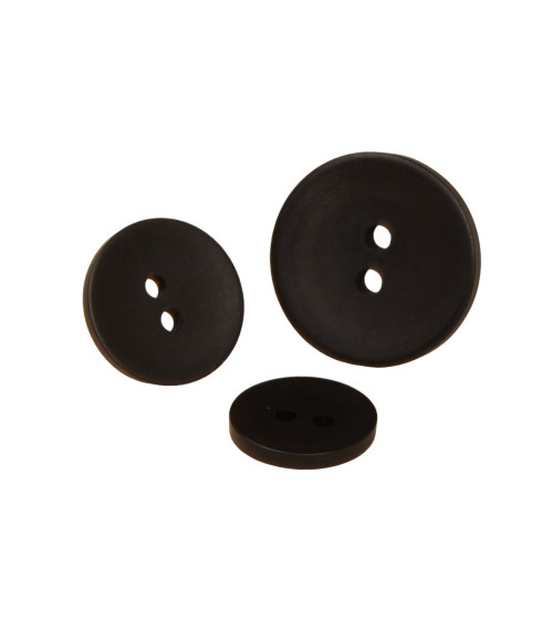 Set of 6 2-hole black satin buttons