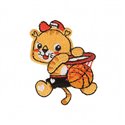 Ecusson thermocollant Lionceau au basketball 4,5cm x 3,5cm