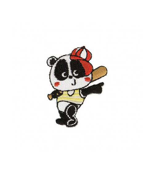 Panda iron-on patch in baseball 3.5cm x 2.5cm