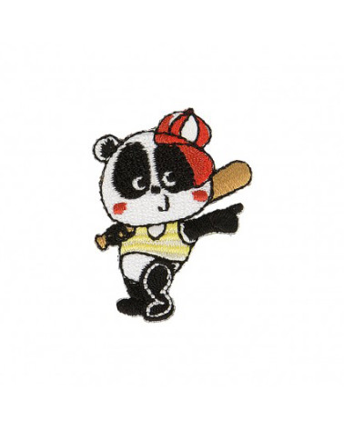Panda iron-on patch in baseball 3.5cm x 2.5cm