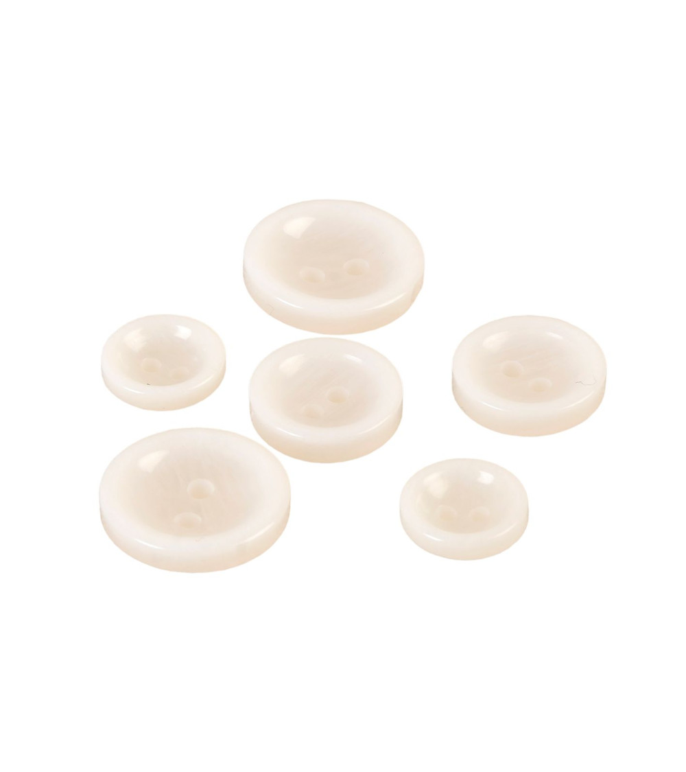 Lot de 6 boutons ronds 2 trous blanc