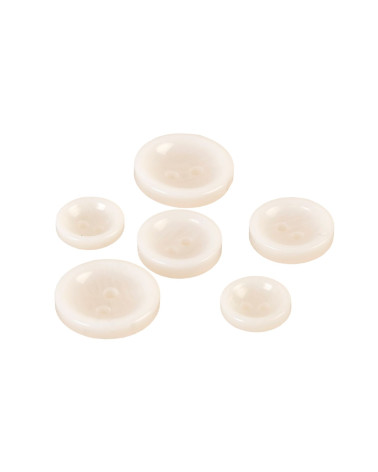 Set of 6 round buttons 2 holes white
