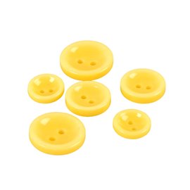 Lot de 6 boutons ronds 2 trous jaune