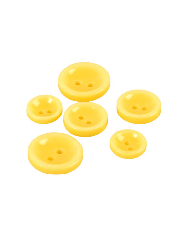 Set of 6 round buttons 2 holes yellow