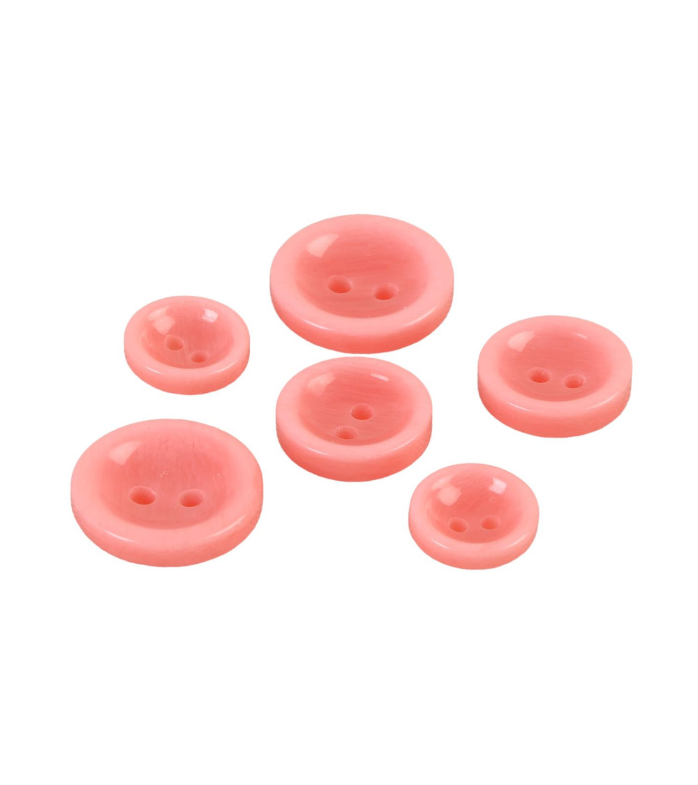 Lot de 6 boutons ronds 2 trous rose