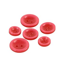 Lot de 6 boutons ronds 2 trous rouge