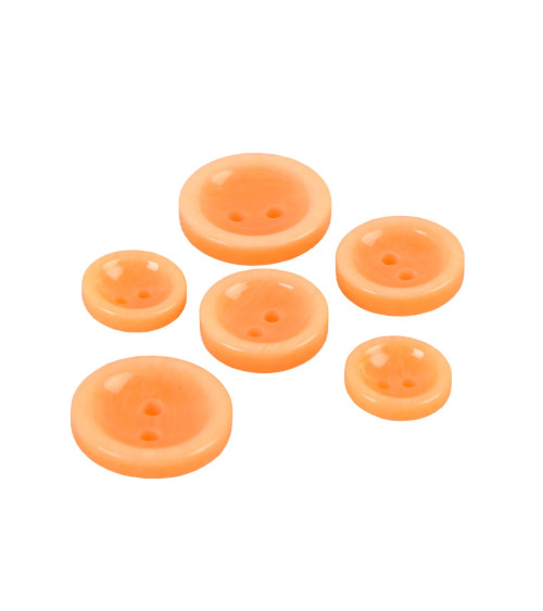 Lot de 6 boutons ronds 2 trous orange