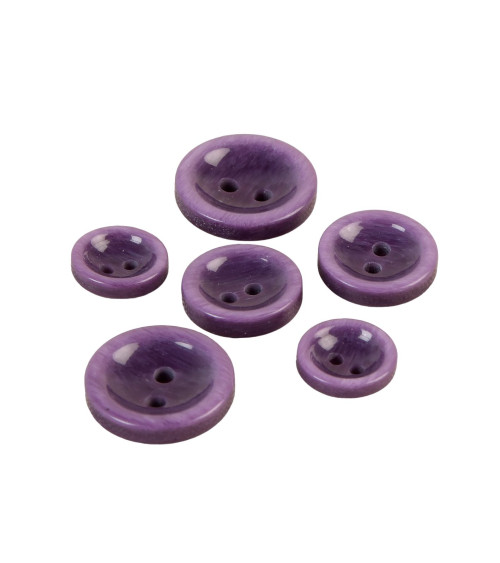 Lot de 6 boutons ronds 2 trous violet 