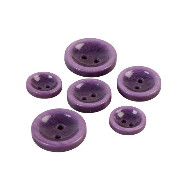 Lot de 6 boutons ronds 2 trous violet 