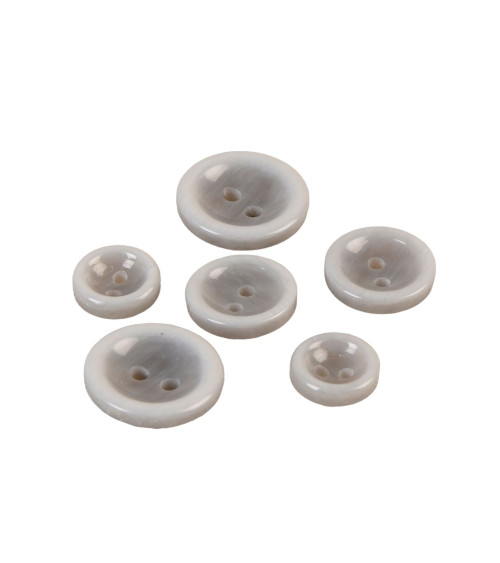 Set of 6 round buttons 2 holes gray