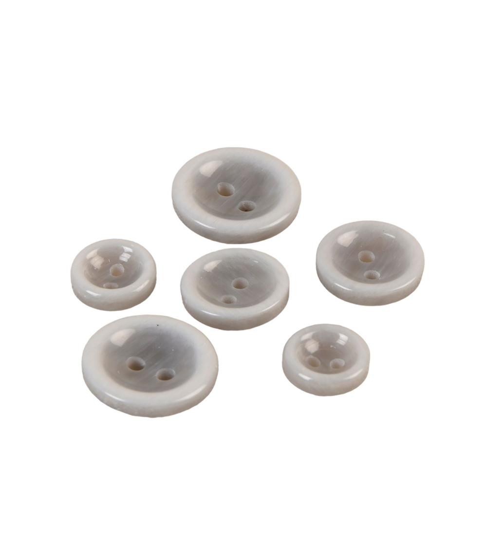 Lot de 6 boutons ronds 2 trous gris