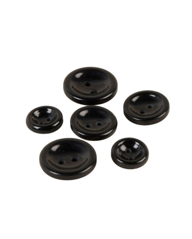 Set mit 6 runden Knöpfen, 2 Löcher, schwarz