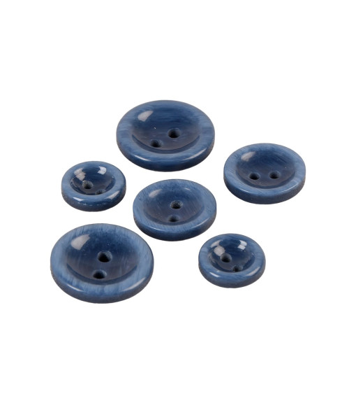Set of 6 round 2-hole navy blue buttons