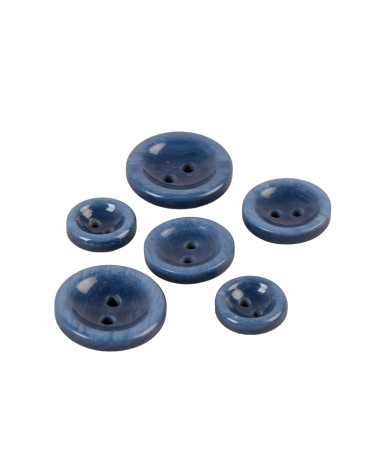 Set of 6 round buttons 2 holes navy blue
